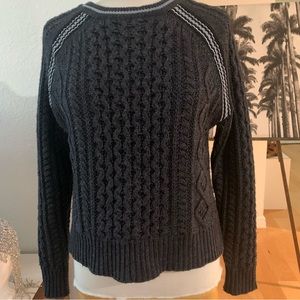 Philosophy charcoal gray with black ribbon cable knit warm Winter sweater